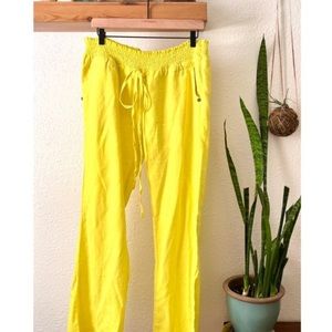 Love Tree yellow linen wide leg pant